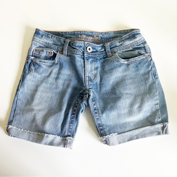American Eagle Outfitters Pants - American Eagle Cuffed 7" Midi Shorts Light Indigo Wash 2
